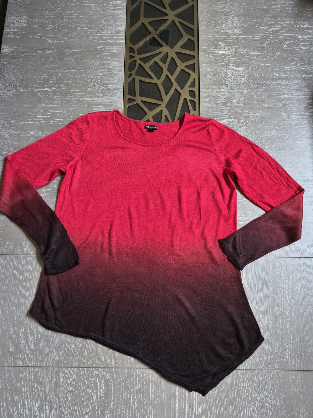 new directions Ombré Scoop Neck Knit Top in Pink and Brown